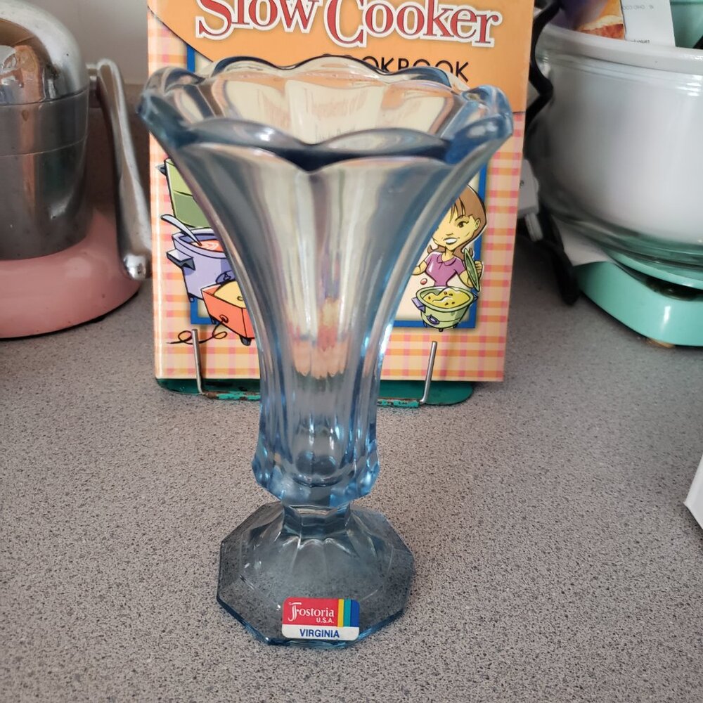 Vintage Fostoria Blue   Glass Vase - Picture 4 of 5